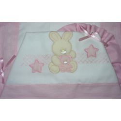 Stitchable Baby Sheets with Rabbit - Pink 120x180 cm